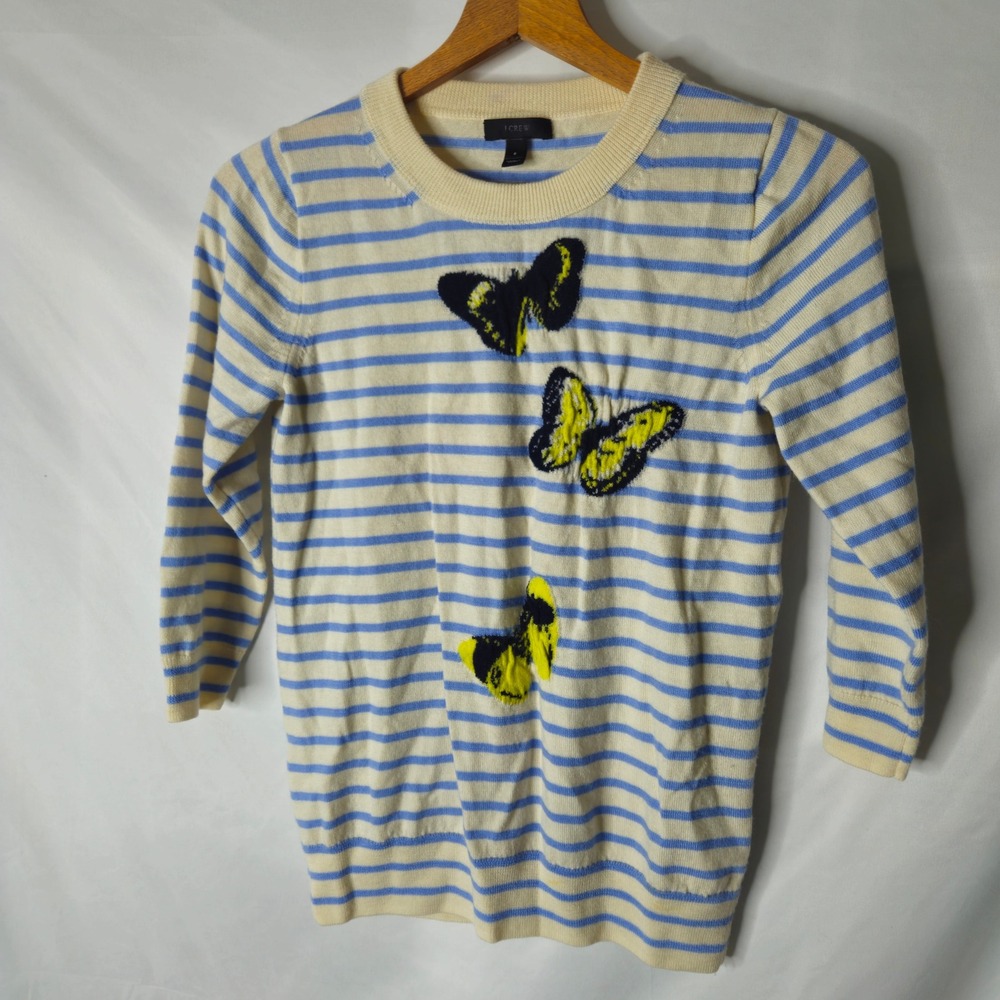 J. Crew 100% Merino‎ Wool Butterfly 3/4 Sleeve Sweater sz S